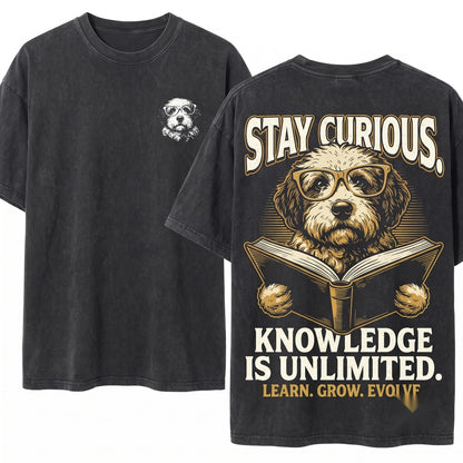 Shepadoodle Bookworm Reading Doodle Dog Mom Dad Gift Unisex Wash T-Shirt