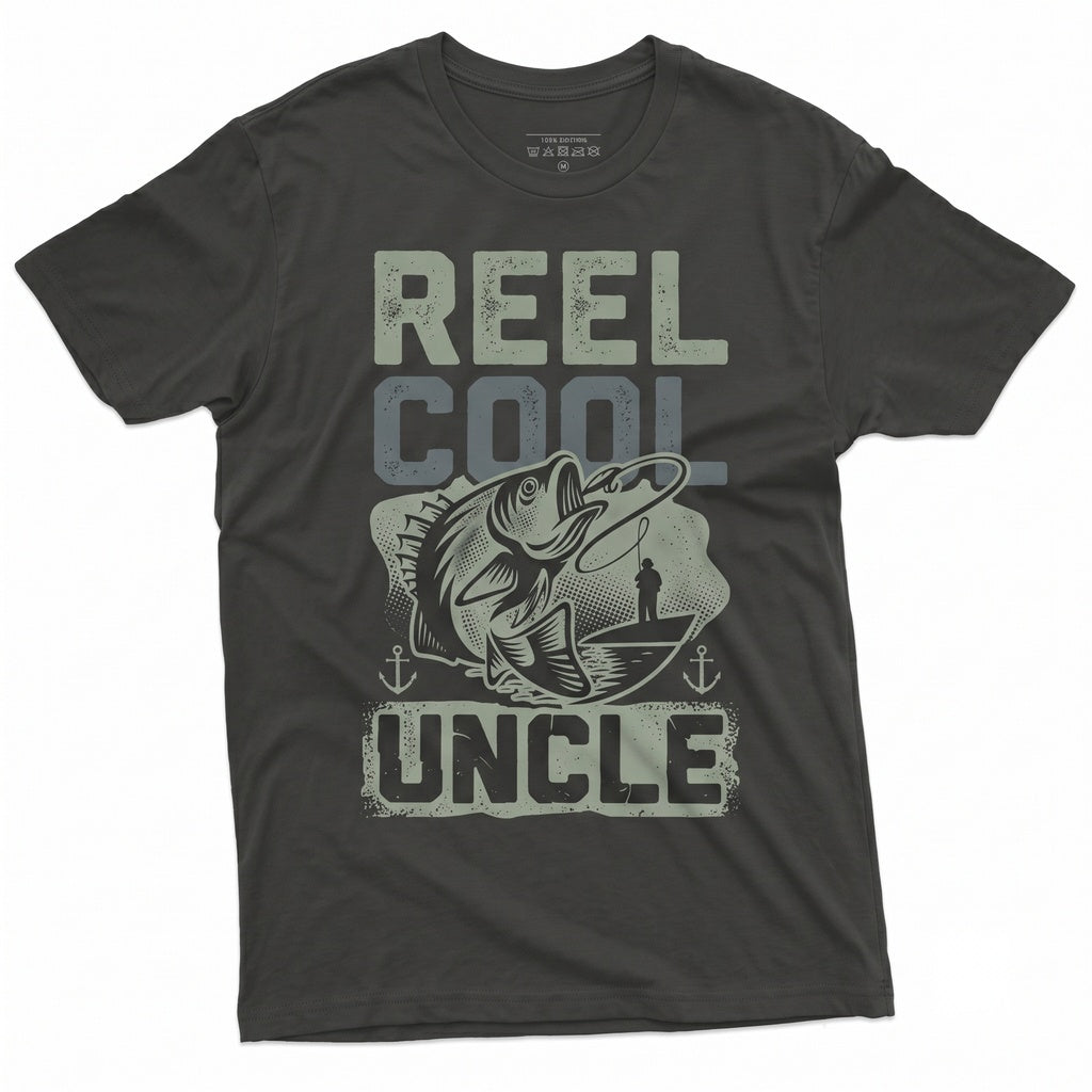 Reel Cool Uncle Fishing Gift Fisherman Birthday Present Angler Idea Novelty Graphic Apparel Unisex TShirt