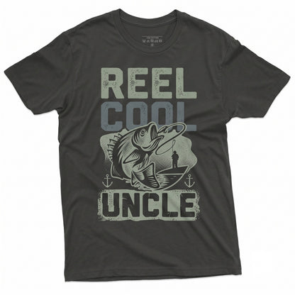 Reel Cool Uncle Fishing Gift Fisherman Birthday Present Angler Idea Novelty Graphic Apparel Unisex TShirt