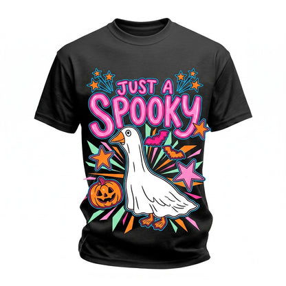 Just A Spooky Goose Cute Ghost Halloween Pink Vibes Gift Retro Pumpkin Unisex TShirt