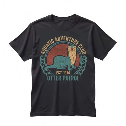 Cute Otters Vintage Lover Gift Retro Sea Animal River Wildlife Present Graphic Apparel Tops Unisex TShirt