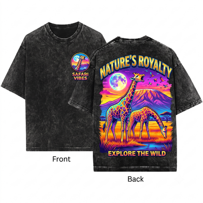Vintage Giraffe African Safari Wildlife Nature Adventure Animal Lover Pepper Gift Unisex Heavyweight Garment-Dyed T-Shirt