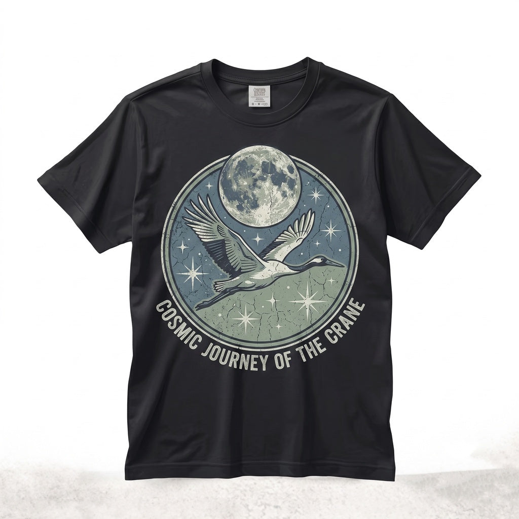 Three Whooping Crane Moon Funny 90s Vintage Graphic Aesthetic Retro Bird Parody Gift Unisex TShirt