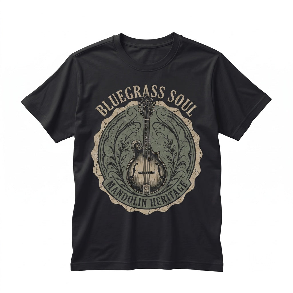 Vintage Mandolin Player Gift Retro Bluegrass Acoustic Folk Musician Graphic Unisex TShirt
