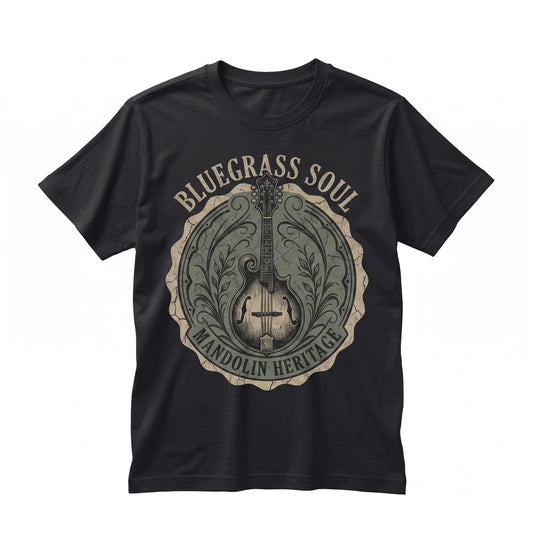 Vintage Mandolin Player Gift Retro Bluegrass Acoustic Folk Musician Graphic Unisex TShirt