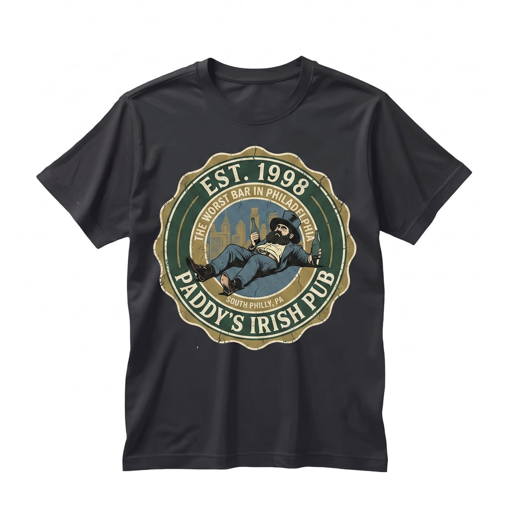 Paddys Irish Pub Leprechaun Philadelphia TV Show Graphic Apparel Vintage Humor Gift Unisex TShirt
