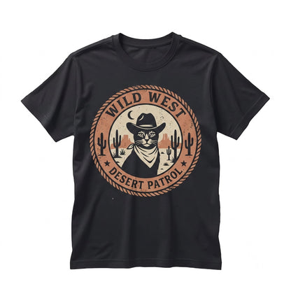 Wild West Cat Graphic Vintage Funny Cowboy Western Feline Apparel Unisex TShirt