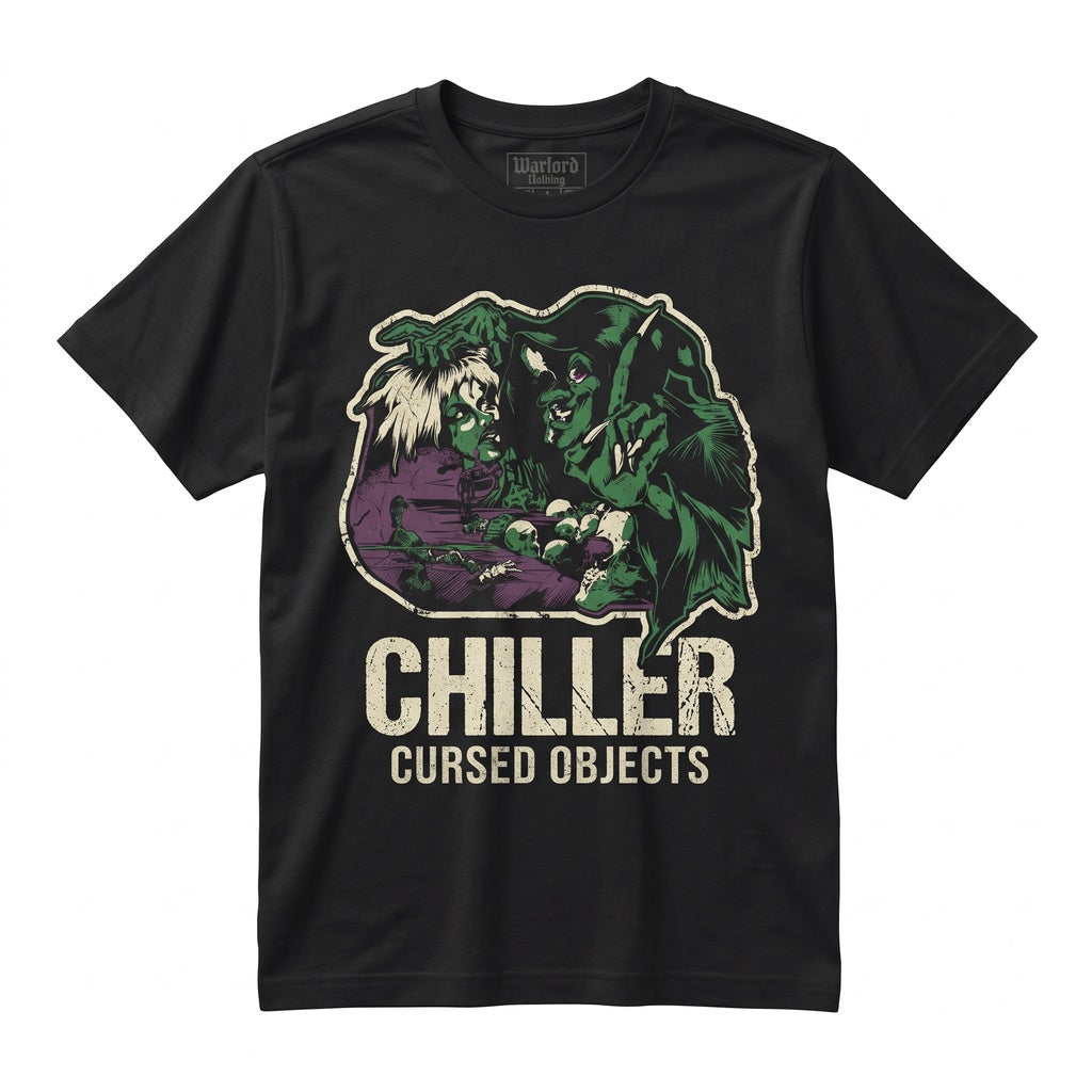 Chiller Vintage Horror Graphic Retro Monster Movie Spooky Halloween Black Cotton Crewneck Top Unisex TShirt