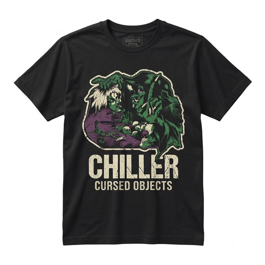 Chiller Vintage Horror Graphic Retro Monster Movie Spooky Halloween Black Cotton Crewneck Top Unisex TShirt