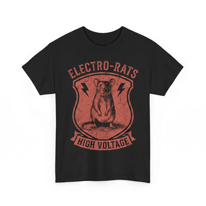 Vintage Red Rat Graphic Electric Lightning Bolt Cotton Crewneck Casual Apparel Unisex TShirt