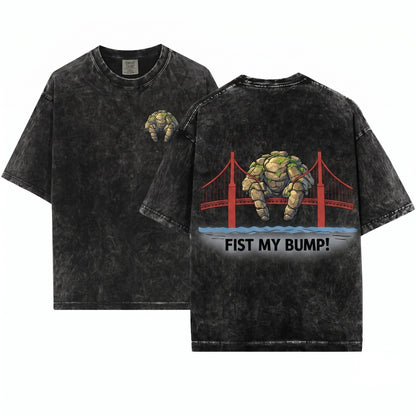 Rocky Alien Graphic Fist My Bump Space Sci-Fi Bridge Fan Gift Unisex Wash T-Shirt