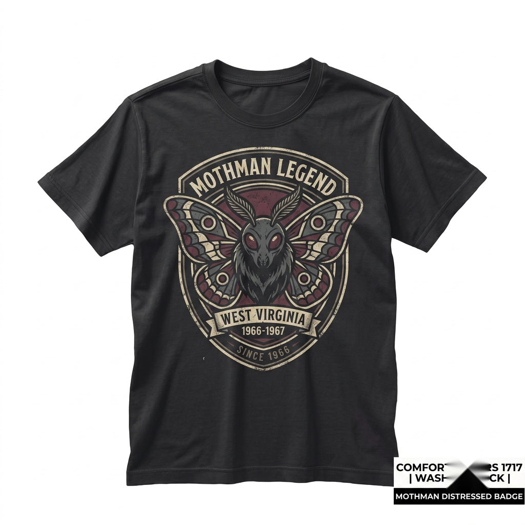 Vintage Mothman Cryptid Graphic Spooky Halloween Gothic Horror Monster Unisex TShirt