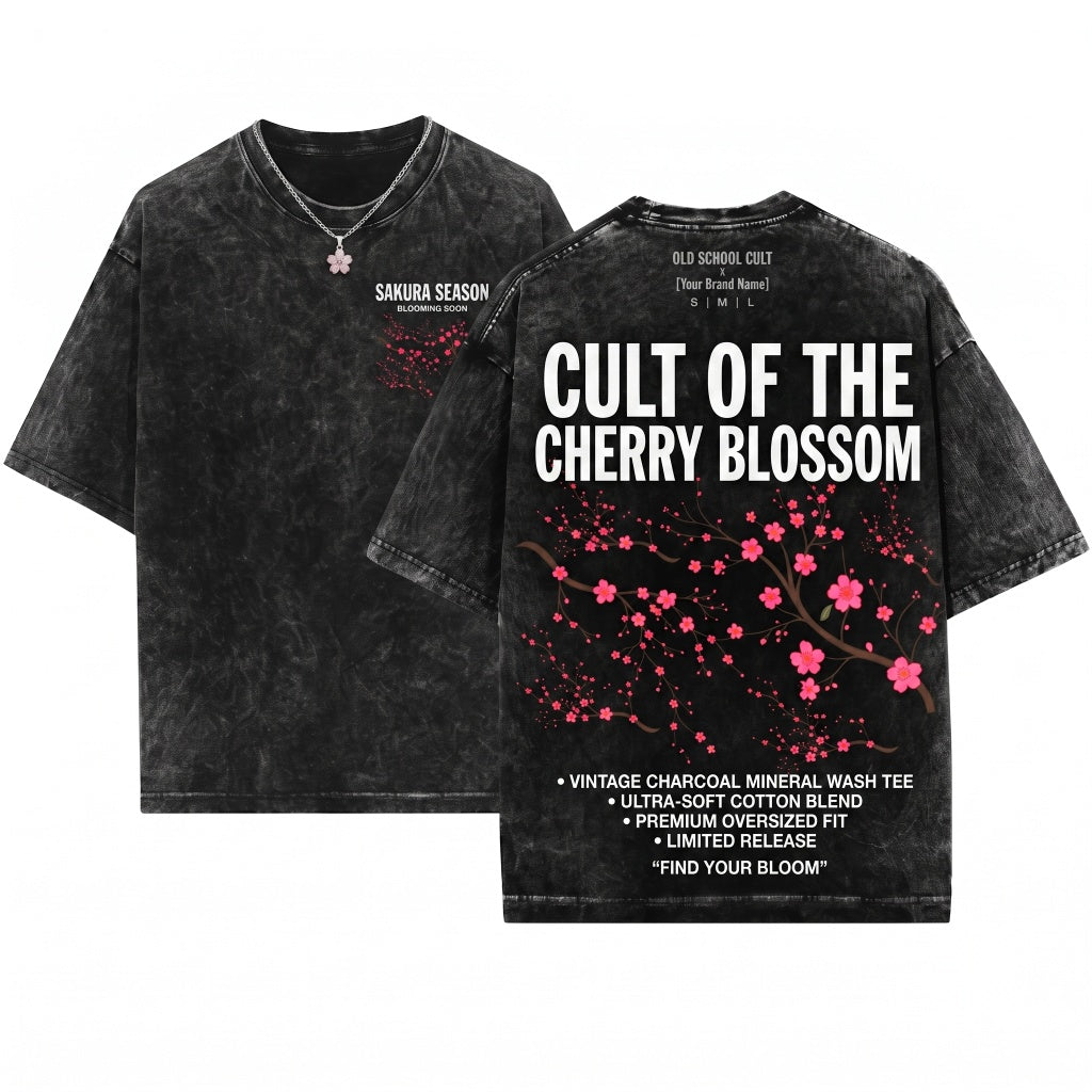 Retro Japanese Sakura Cherry Blossom Floral Girls Gift Unisex Wash T-Shirt