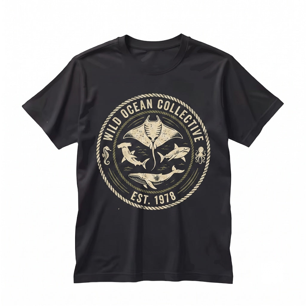 Ocean Life Marine Animals Graphic Sea Creatures Shark Turtle Dolphin Whale Beach Lover Gift Unisex TShirt