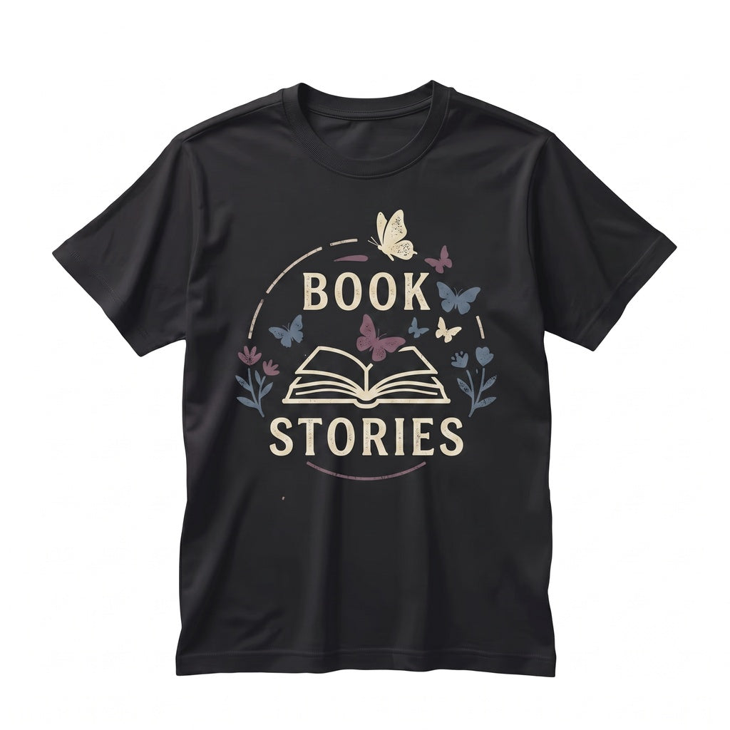 Embroidered Open Book Butterfly Floral Graphic Tee, Dark Romance Romantasy Reader Apparel, Bookish Merch Gift, Unisex TShirt