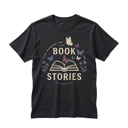 Embroidered Open Book Butterfly Floral Graphic Tee, Dark Romance Romantasy Reader Apparel, Bookish Merch Gift, Unisex TShirt