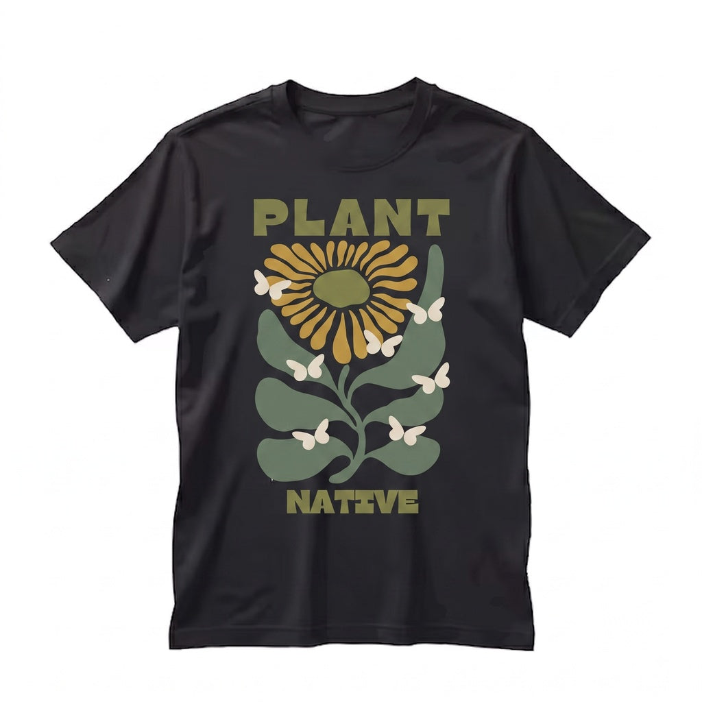 Plant Native Abstract Floral Design Sustainable Gardening Unisex TShirt