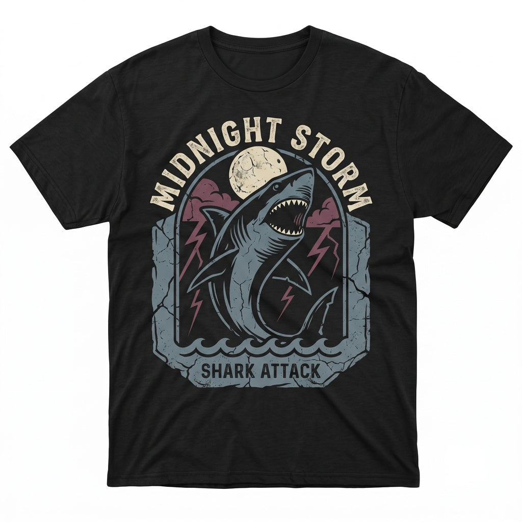 Tiger Shark Moon Lightning Graphic Gothic Dark Ocean Sea Predator Halloween Marine Animal Gift Men Women Unisex TShirt
