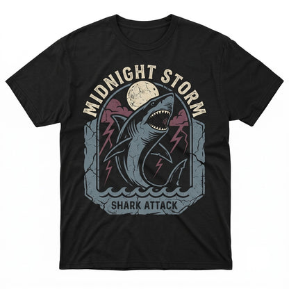 Tiger Shark Moon Lightning Graphic Gothic Dark Ocean Sea Predator Halloween Marine Animal Gift Men Women Unisex TShirt