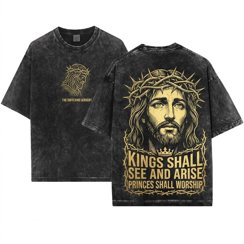 Jesus Crown of Thorns Christian Faith Graphic Vintage Spiritual Easter Christ Unisex Wash T-Shirt