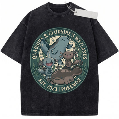 Vintage Wooper Quagsire Clodsire Washed Graphic Anime Cute Kawaii Water Retro Gamer Unisex TShirt