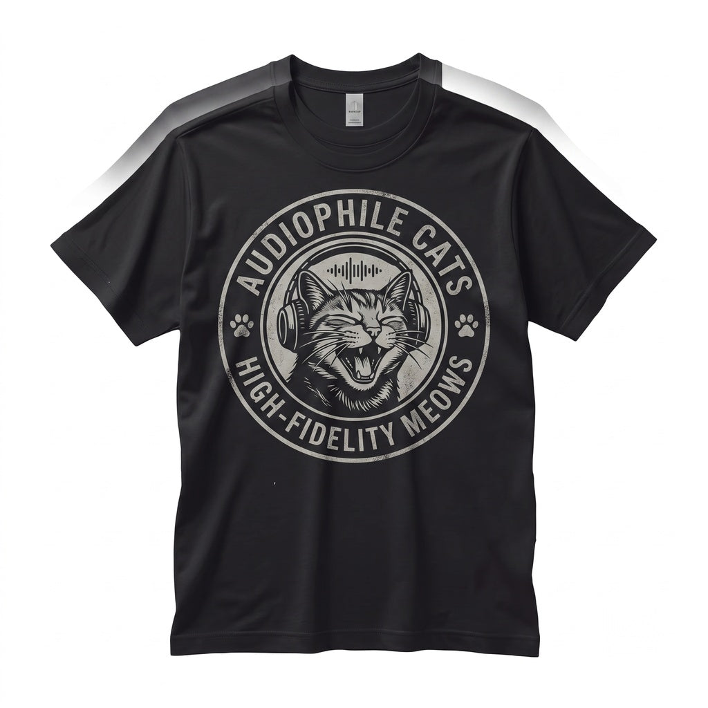 Funny Cat Headphones Vintage Graphic Music Lover Meme Gift Unisex TShirt