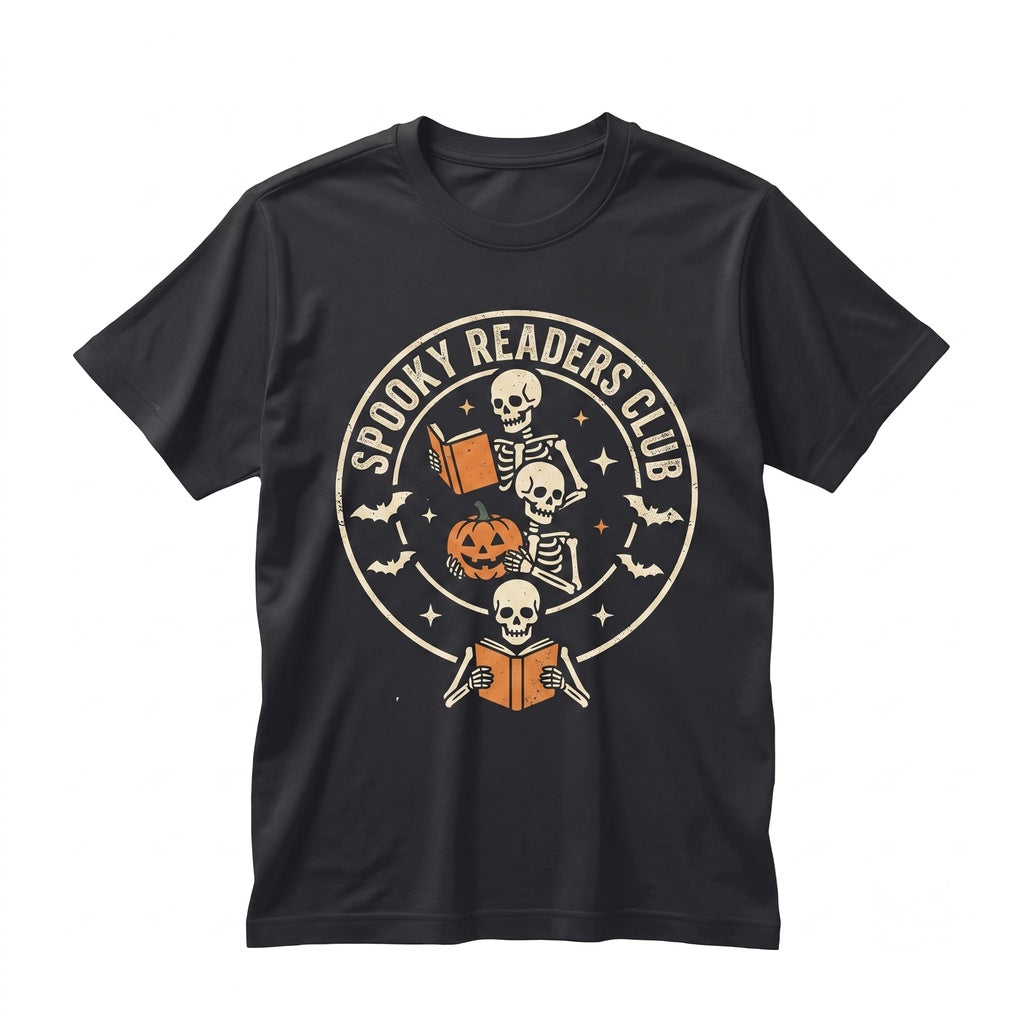 Reader Skeleton Reading Bookish Halloween Pumpkin Lover Gift Unisex TShirt