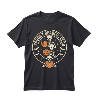 Reader Skeleton Reading Bookish Halloween Pumpkin Lover Gift Unisex TShirt