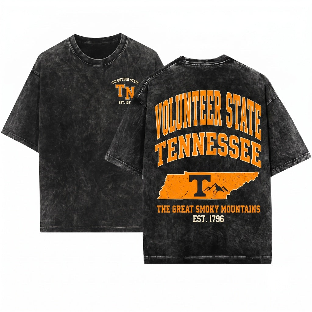 Retro Nostalgic Tennessee Travel Gift Cozy Crewneck Unisex Wash T-Shirt
