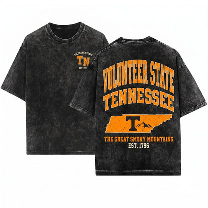 Retro Nostalgic Tennessee Travel Gift Cozy Crewneck Unisex Wash T-Shirt