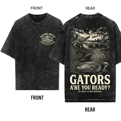 Vintage Alligator Graphic Everglades Crocodile Reptile Outdoor Gift Unisex Wash T-Shirt