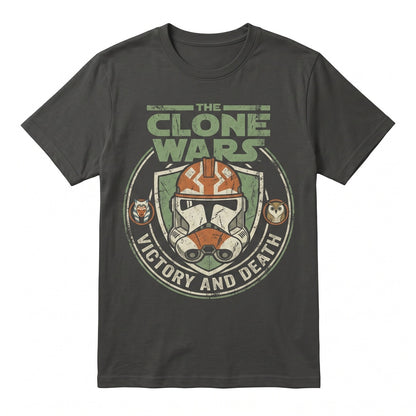 Vintage Victory and Death Galactic Clone Trooper Helmet Ahsoka Fan Theme Park Vacation Graphic Unisex TShirt
