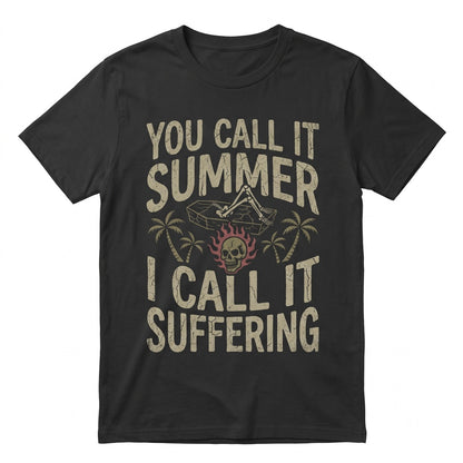 Summer Suffering Creepy Cute Skeleton Girl in Pool Floaty Halloween July Goth Graphic Unisex TShirt