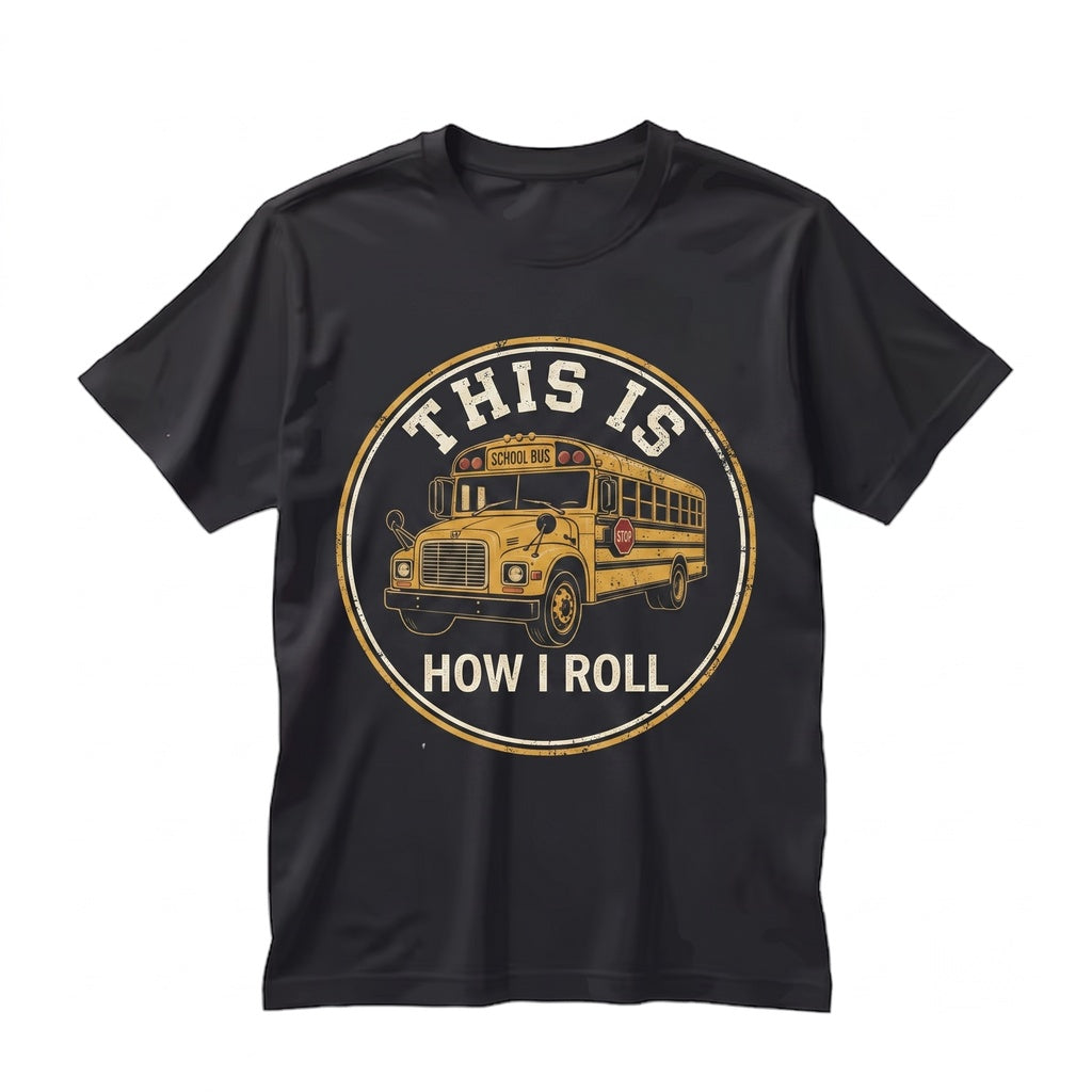 This Is How I Roll School Bus Driver Graphic Apparel, Funny Student Route Transportation Worker Yellow Vehicle Unisex TShirt