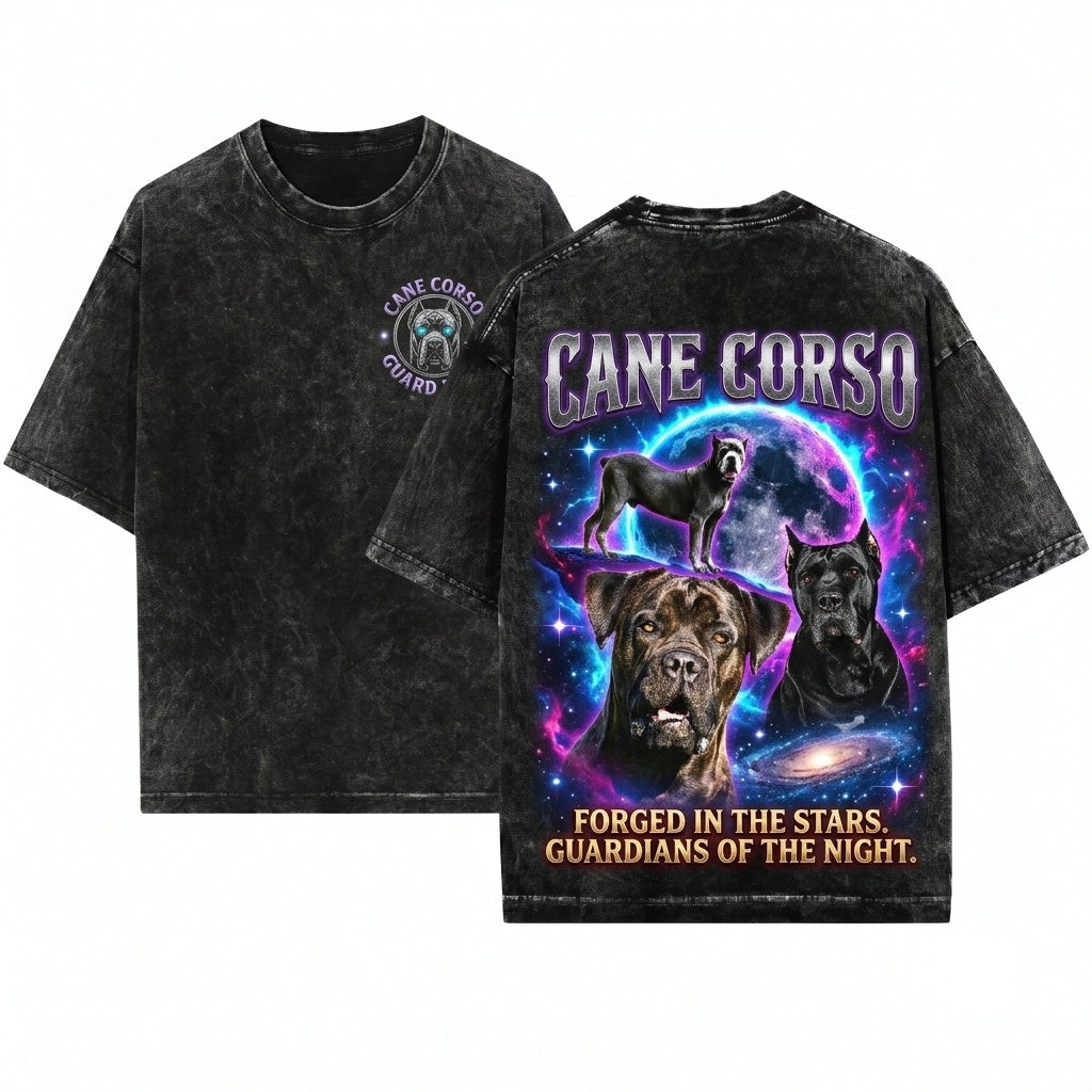 Three Cane Corso Moon Galaxy Space Dog Lovers Gift Celestial Cosmic Big Mastiff Art Unisex Wash T-Shirt