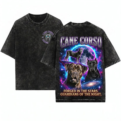 Three Cane Corso Moon Galaxy Space Dog Lovers Gift Celestial Cosmic Big Mastiff Art Unisex Wash T-Shirt