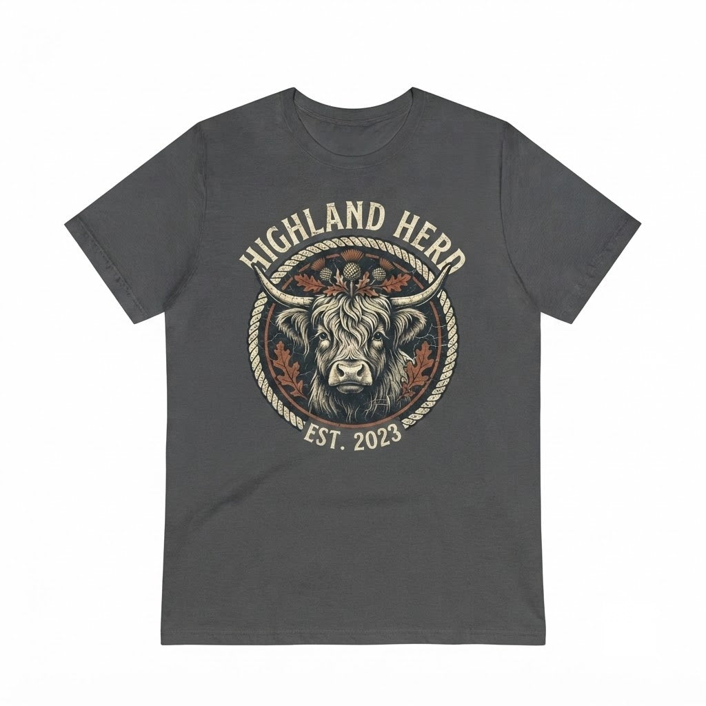Highland Cow Western Family Matching Graphic Top Casual Country Cute Animal Unisex TShirt