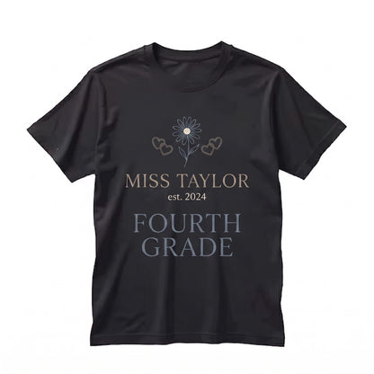 Custom Name 4th Grade Dream Team Matching Group Teacher Faux Patchwork Back to School Unisex TShirt