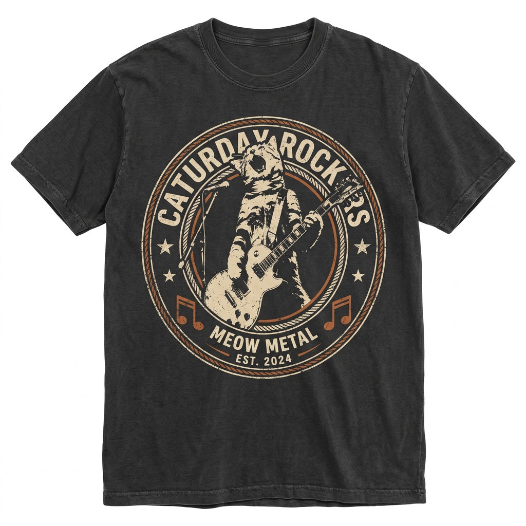 Punk Cat Playing Guitar Graphic Vintage Grunge Rock Alt Music Band Gift Unisex TShirt
