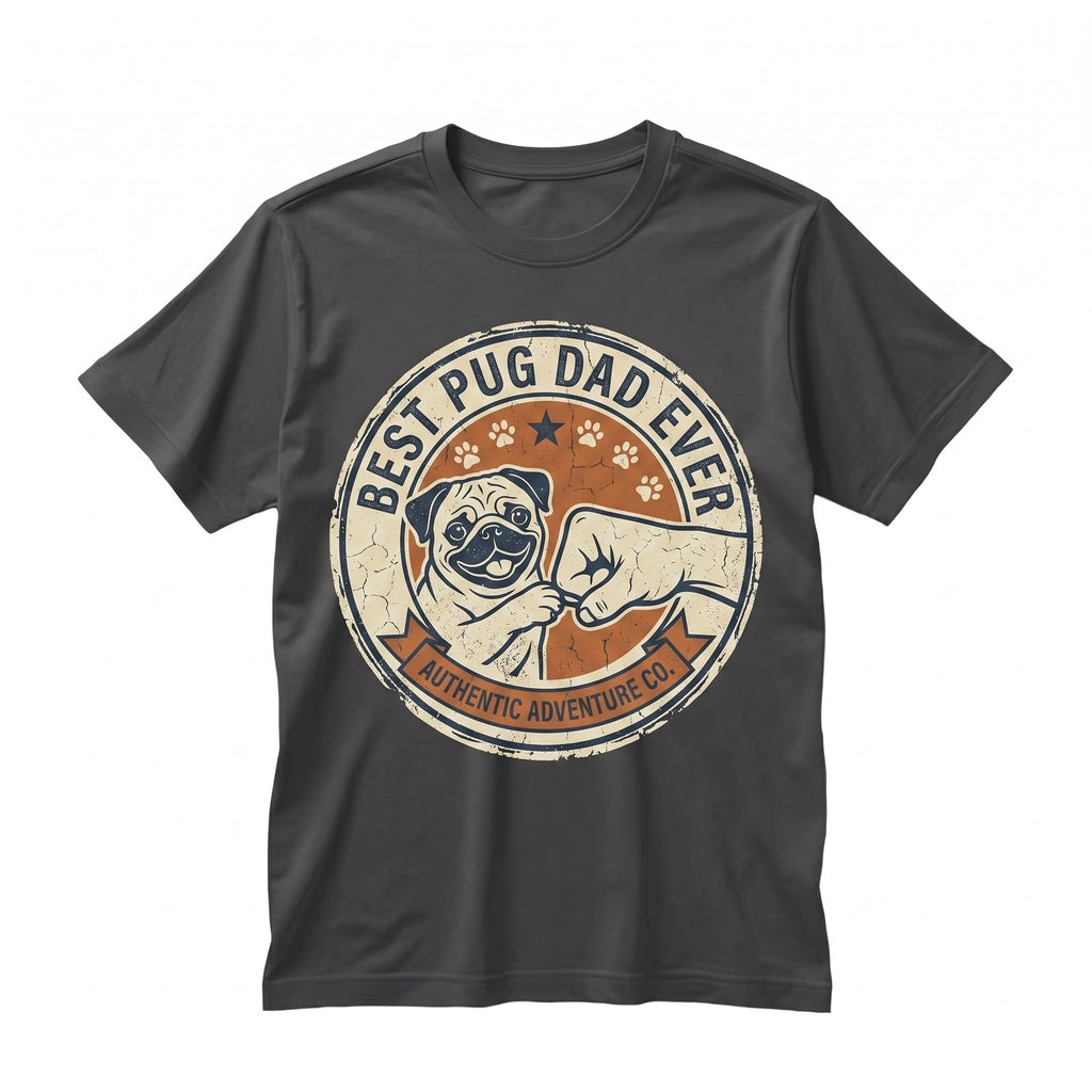 Best Pug Dad Ever Vintage Retro Fathers Day Birthday Gift Pet Dog Owner Lover Unisex TShirt