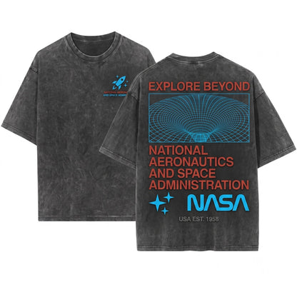 NASA Wormhole Space Nerd Graphic Apparel Unisex Wash T-Shirt