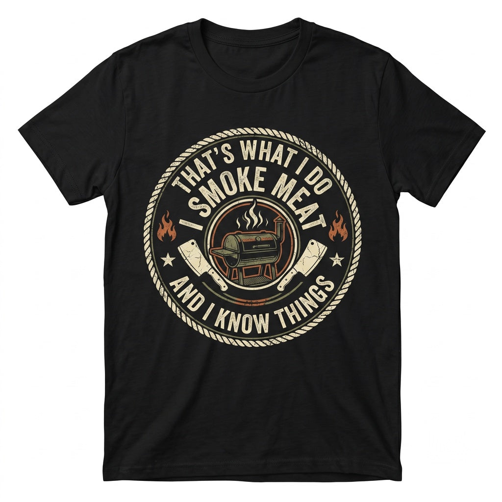 Funny I Smoke Meat BBQ Barbecue Grilling Dad Birthday Gift Papa Grandpa Present For Men Unisex TShirt