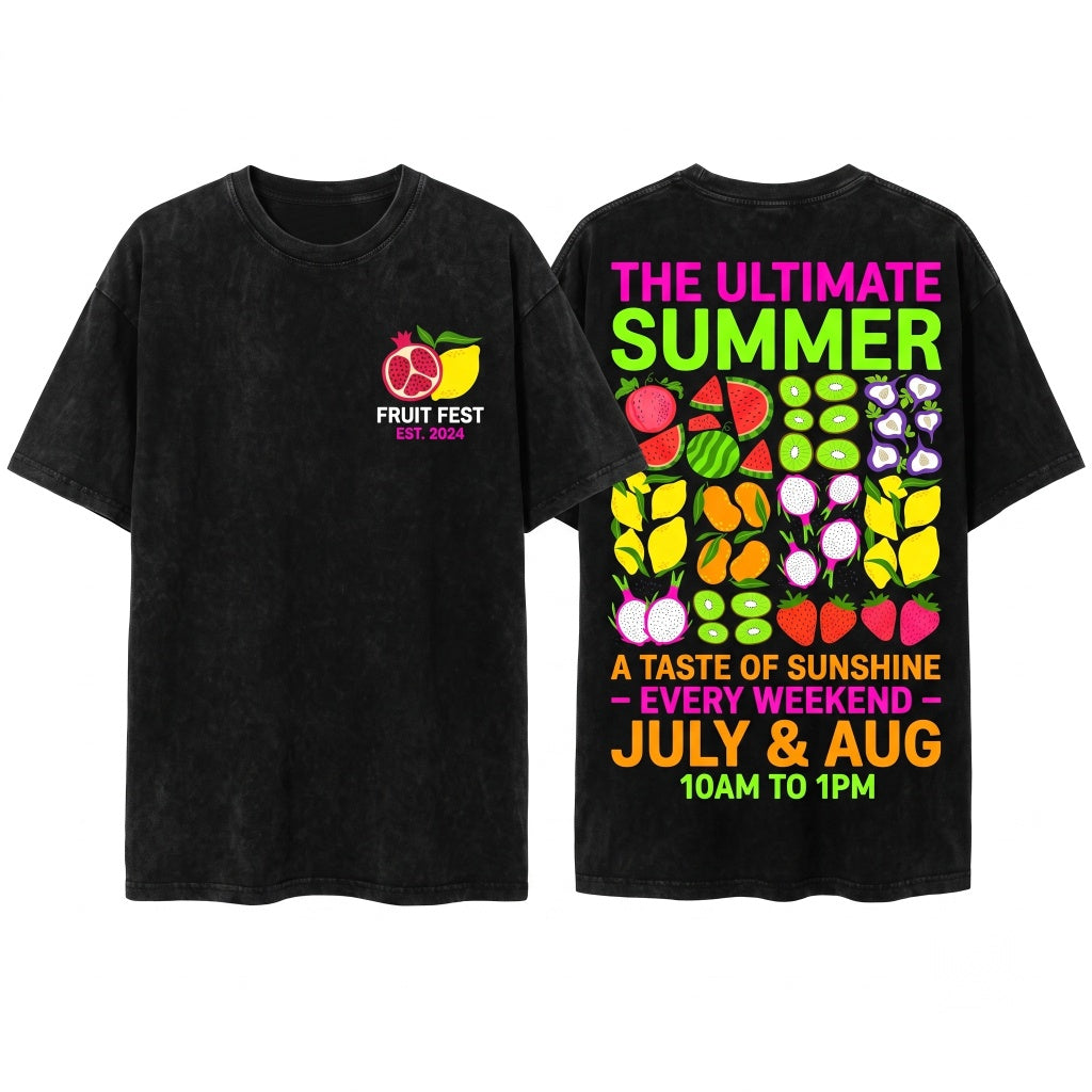 Vintage Summer Fruit Farmers Market Unisex Wash T-Shirt