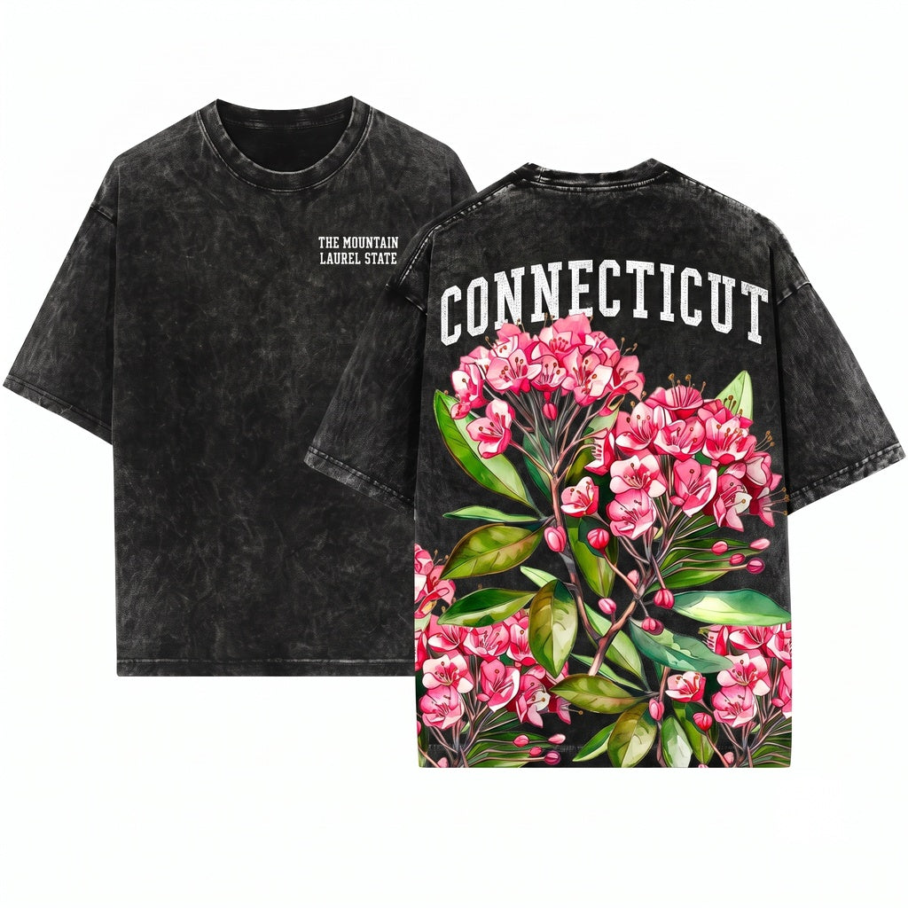 Connecticut State Flower Botanical Gardening Travel Gift Mother Girlfriend Unisex Wash T-Shirt