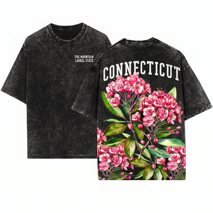 Connecticut State Flower Botanical Gardening Travel Gift Mother Girlfriend Unisex Wash T-Shirt