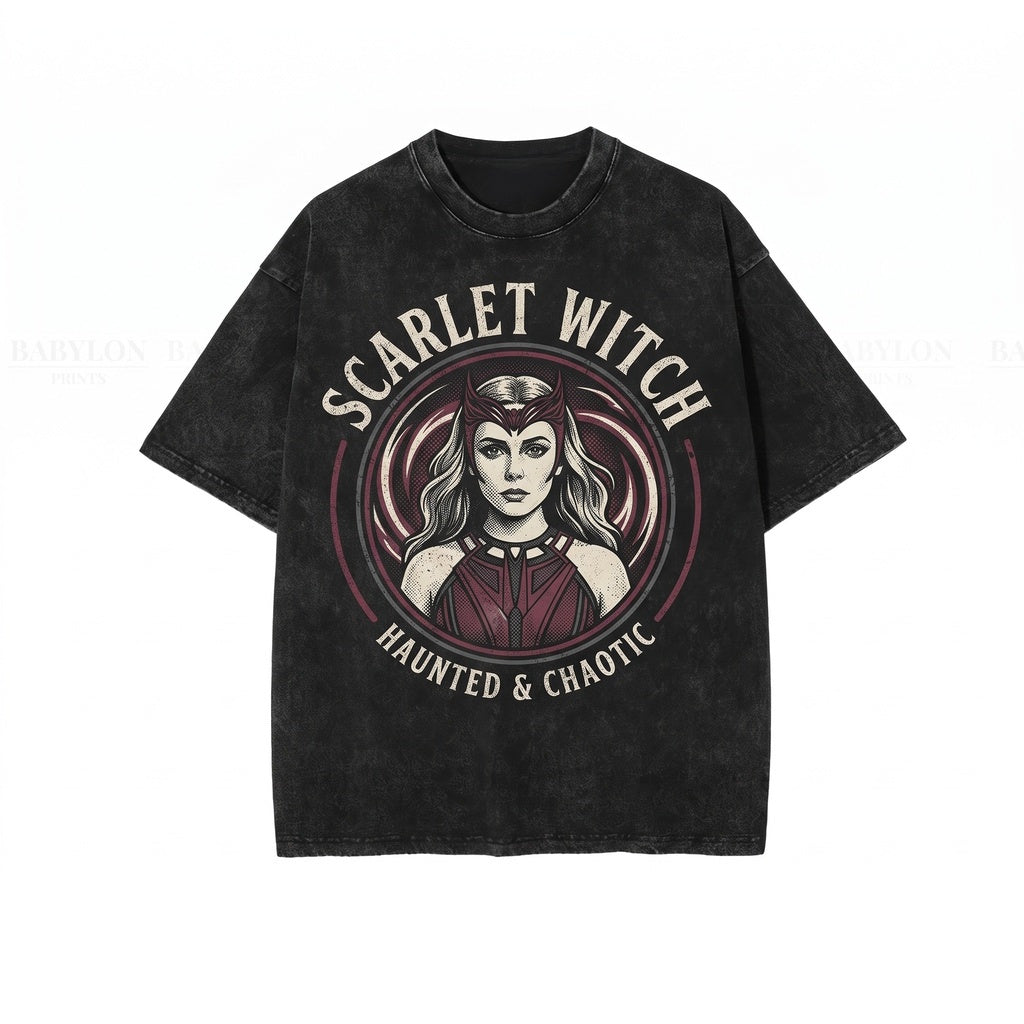 Oversized Scarlet Witch Graphic Vintage Wanda Maximoff Superhero Red Chaos Magic Comic Book Merch Unisex TShirt