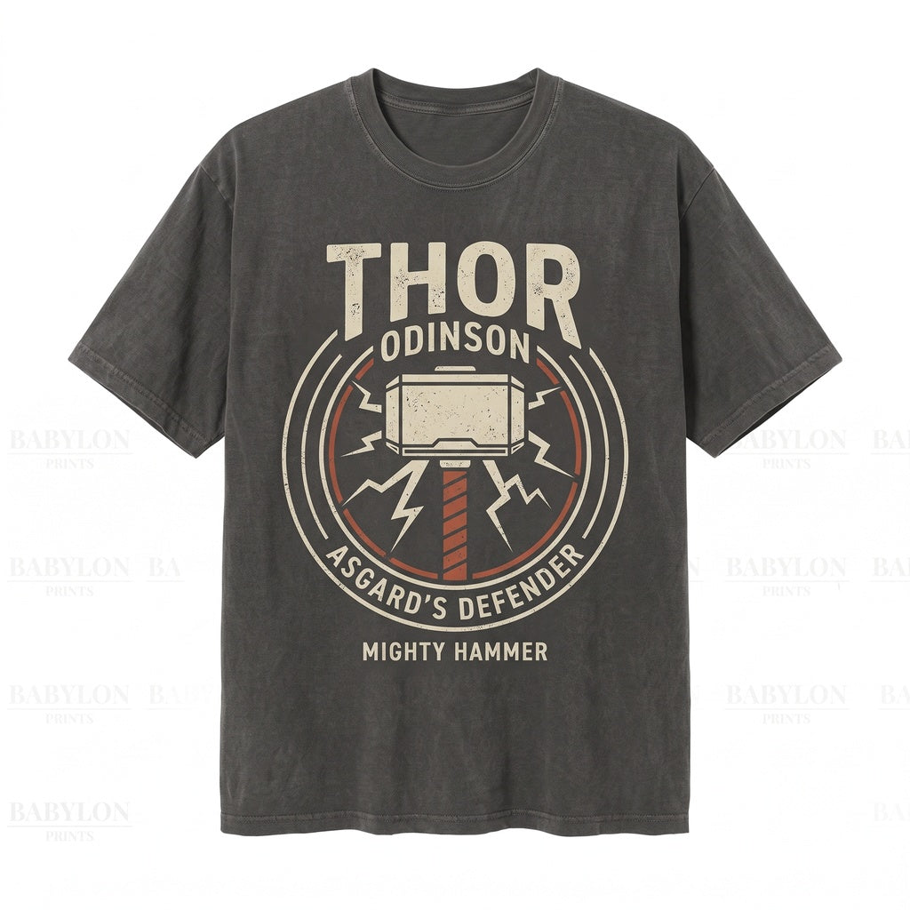 Vintage Thor God of Thunder Retro Norse Superhero Graphic Cotton Apparel Unisex TShirt
