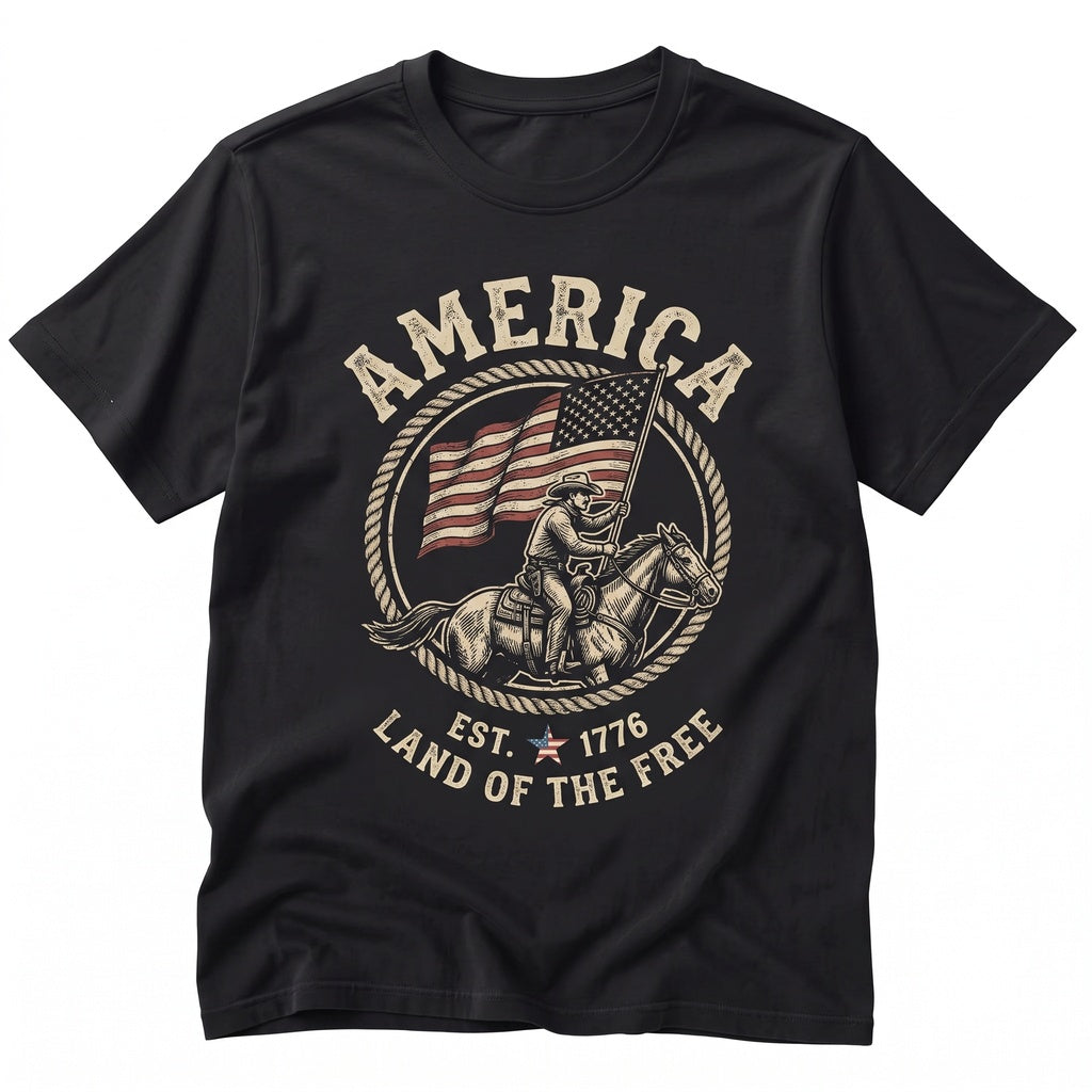 America 250th Anniversary Patriotic Cowboy Rodeo American Flag Independence Day 4th of July Freedom 1776-2026 Unisex TShirt