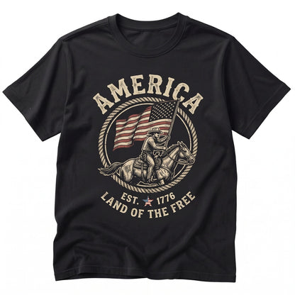 America 250th Anniversary Patriotic Cowboy Rodeo American Flag Independence Day 4th of July Freedom 1776-2026 Unisex TShirt