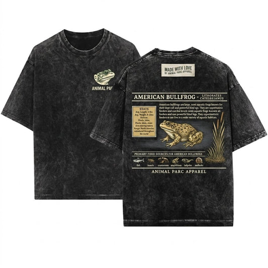 American Bullfrog Zoology Vintage Frog Graphic Cottagecore Nature Woodland Amphibian Gift Lover Unisex Wash T-Shirt